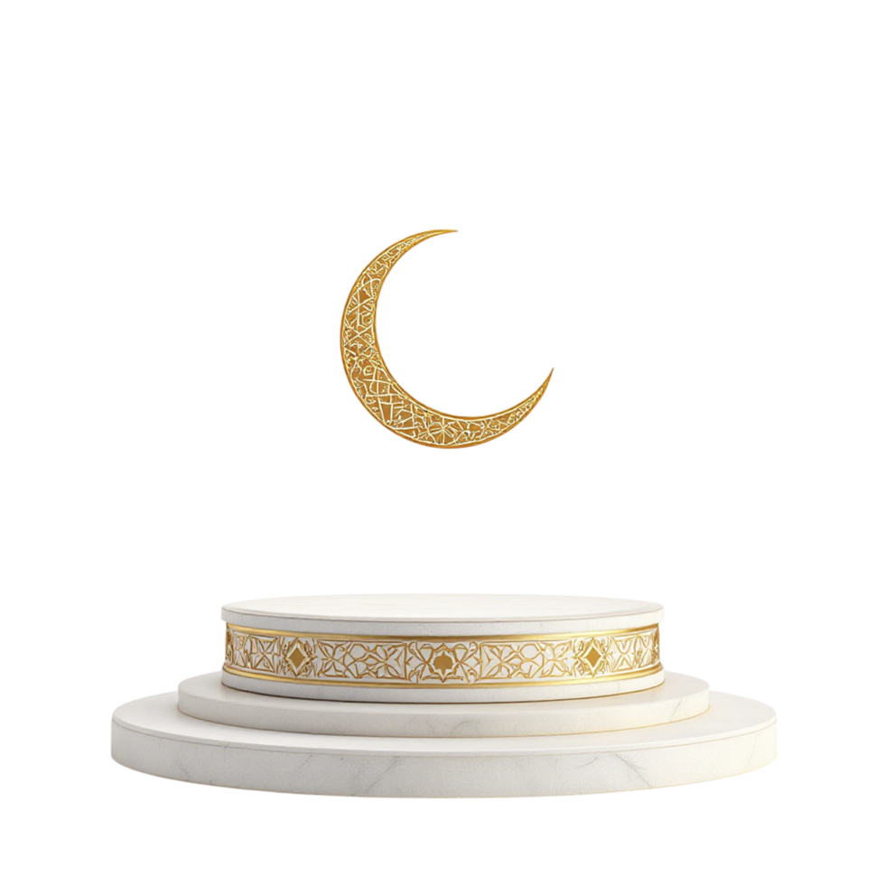 A crescent and moon on a pedestal png