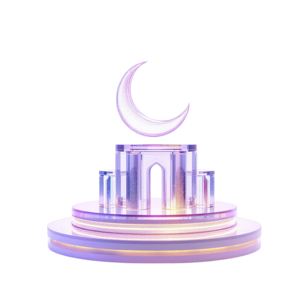 A crescent and moon on a pedestal with a light png
