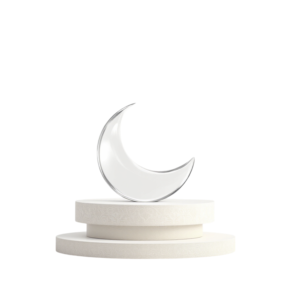 A white crescent on a black background png