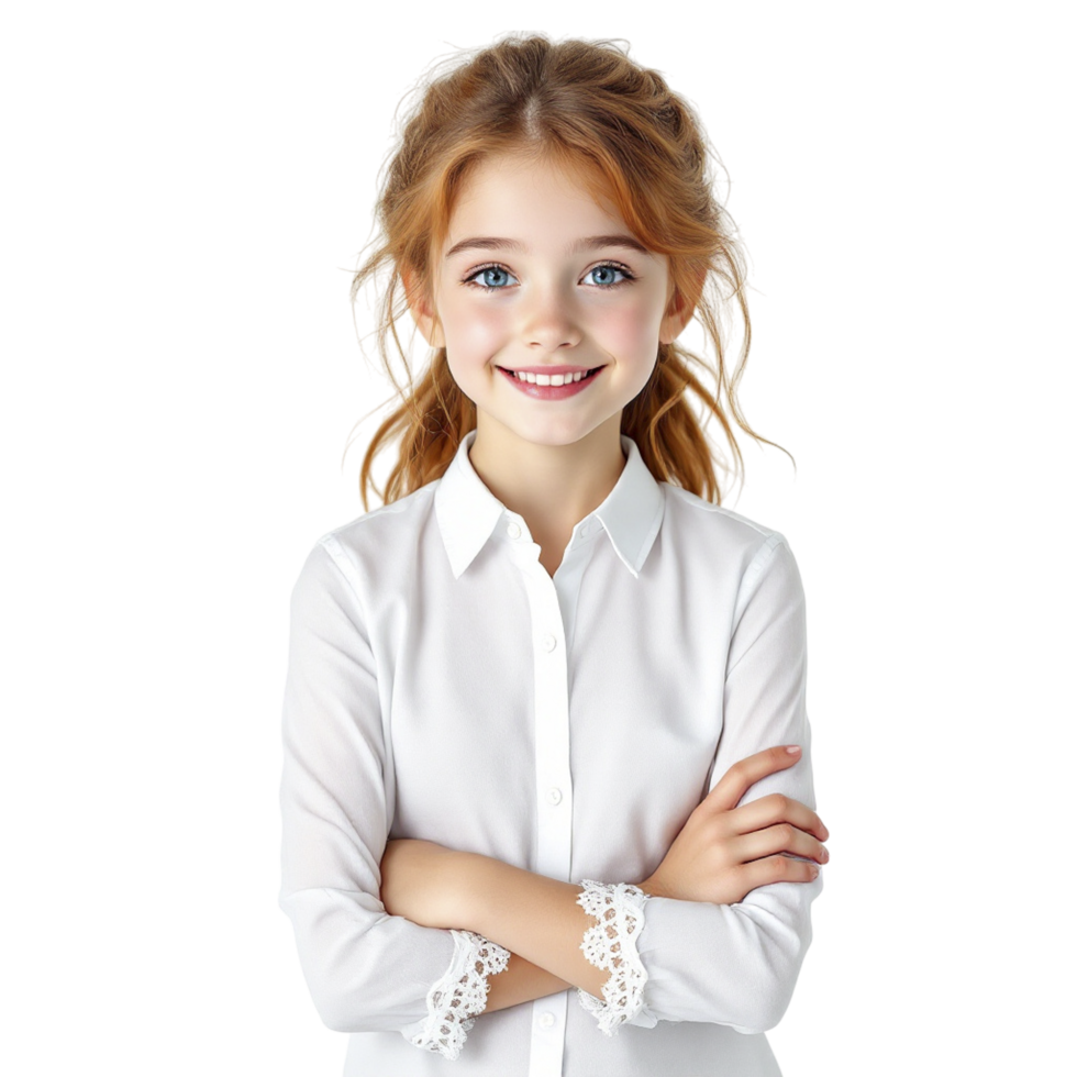 A little girl in a white shirt png