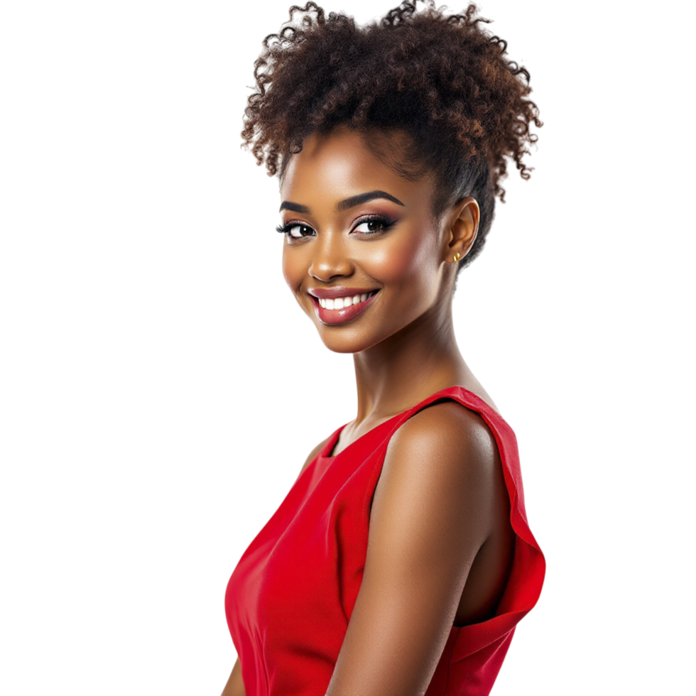 Beautiful african american woman in red dress png