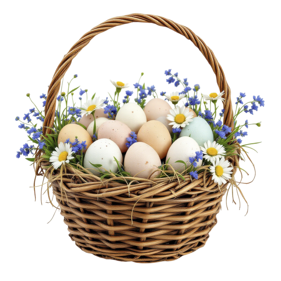 Easter eggs in a basket png