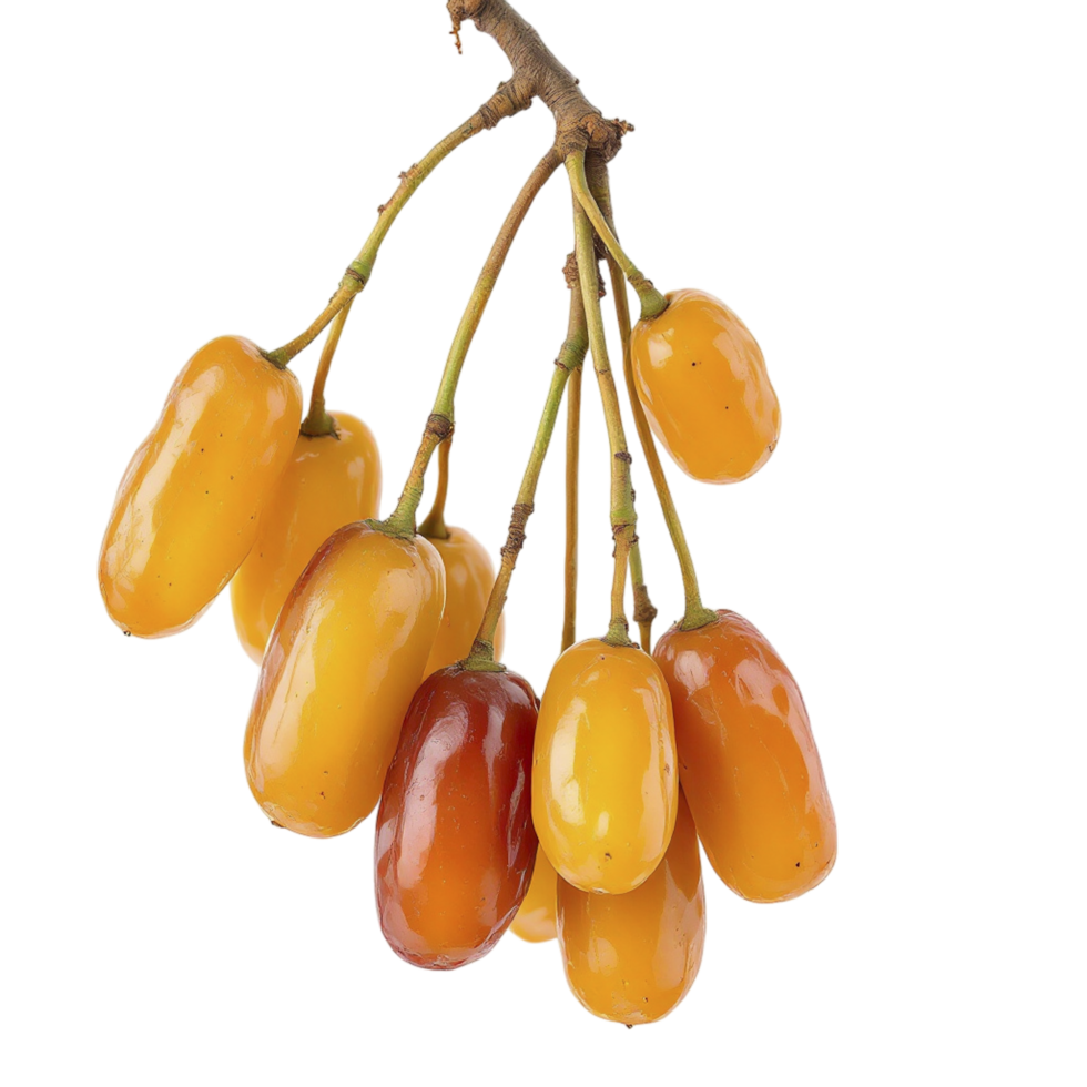 A bunch of ripe dates hanging from a branch png