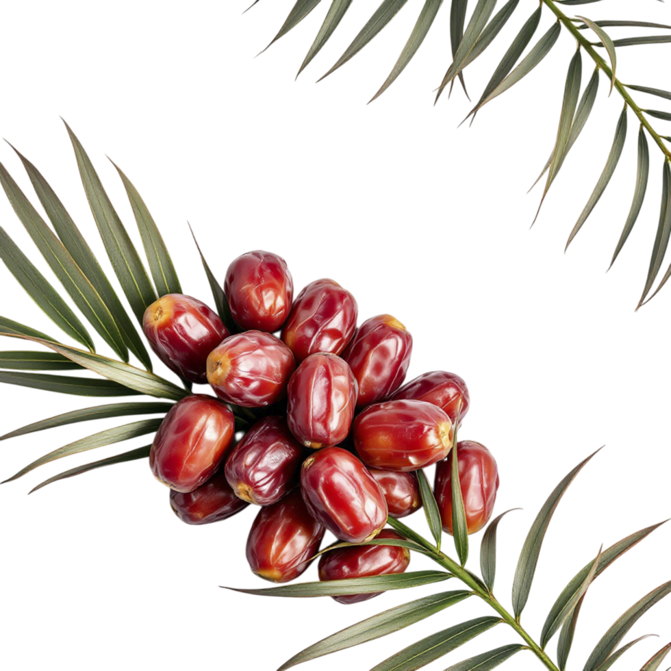 Date palm fruit on a palm tree branch png