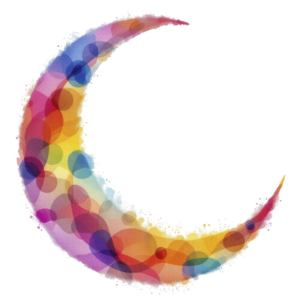 A colorful crescent with a rainbow design png