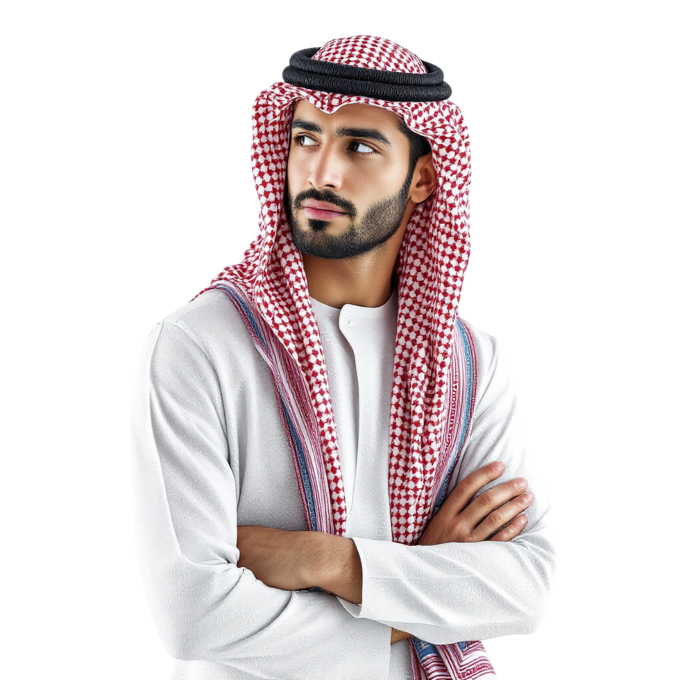 Arabic man with beard and headscarf png