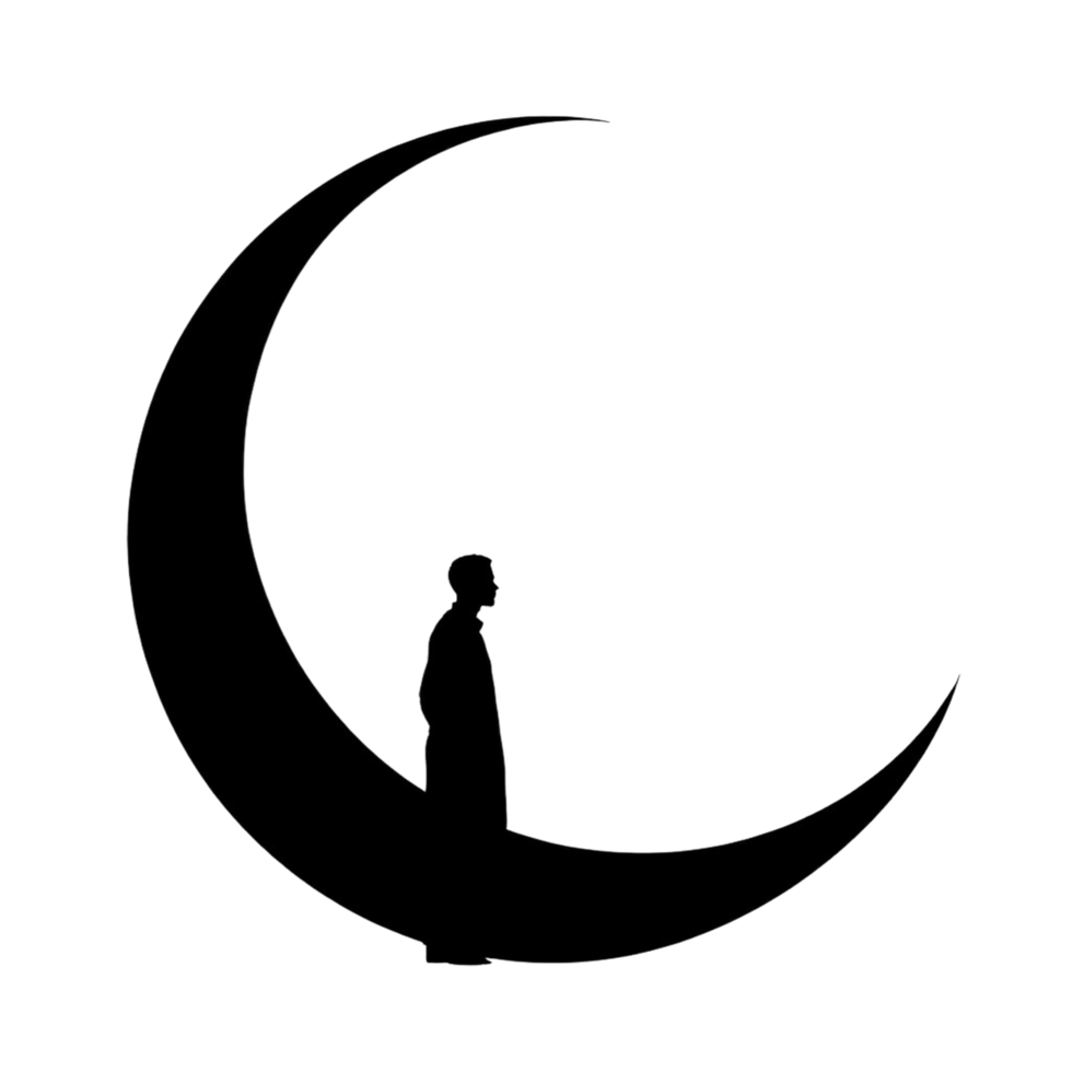 A silhouette of a man standing on the moon png