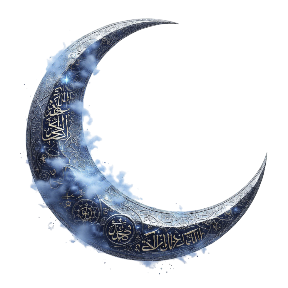 The crescent is surrounded by water and is islamic png