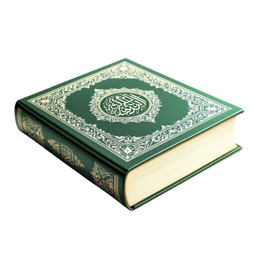 The quran is a book that is green and white png