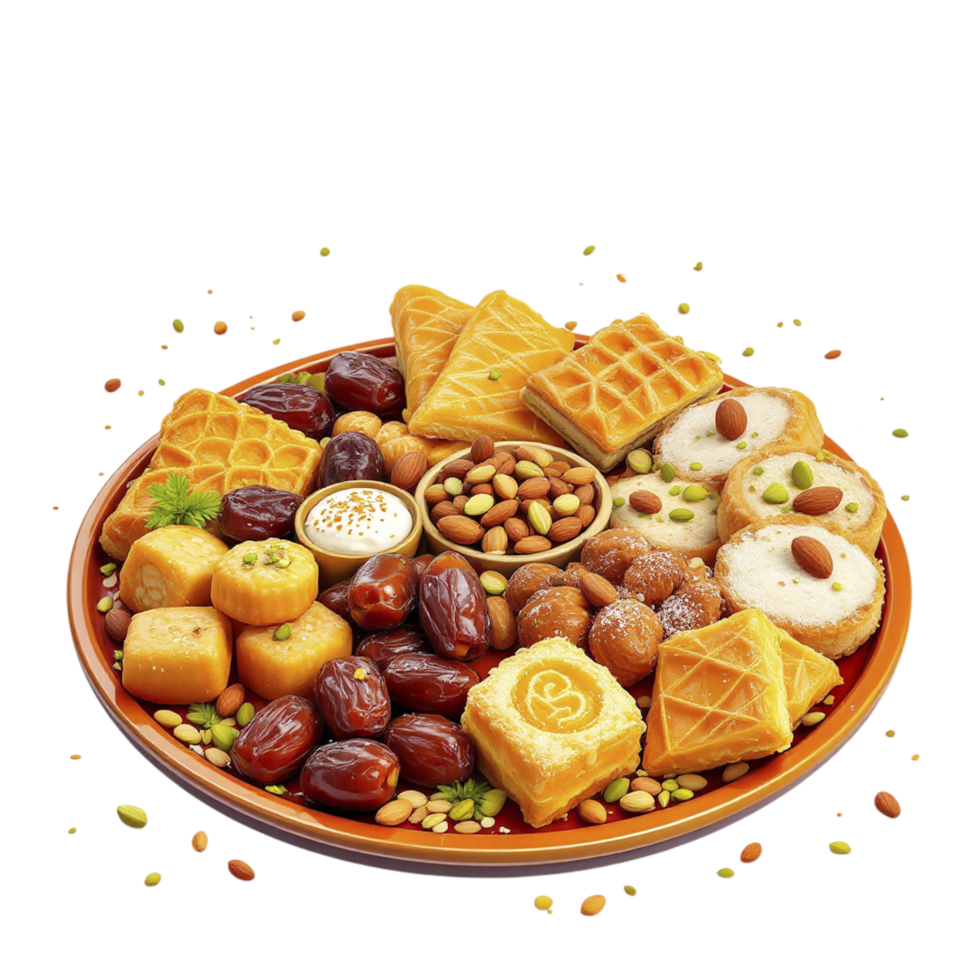 A plate of food with dates, nuts and nuts png
