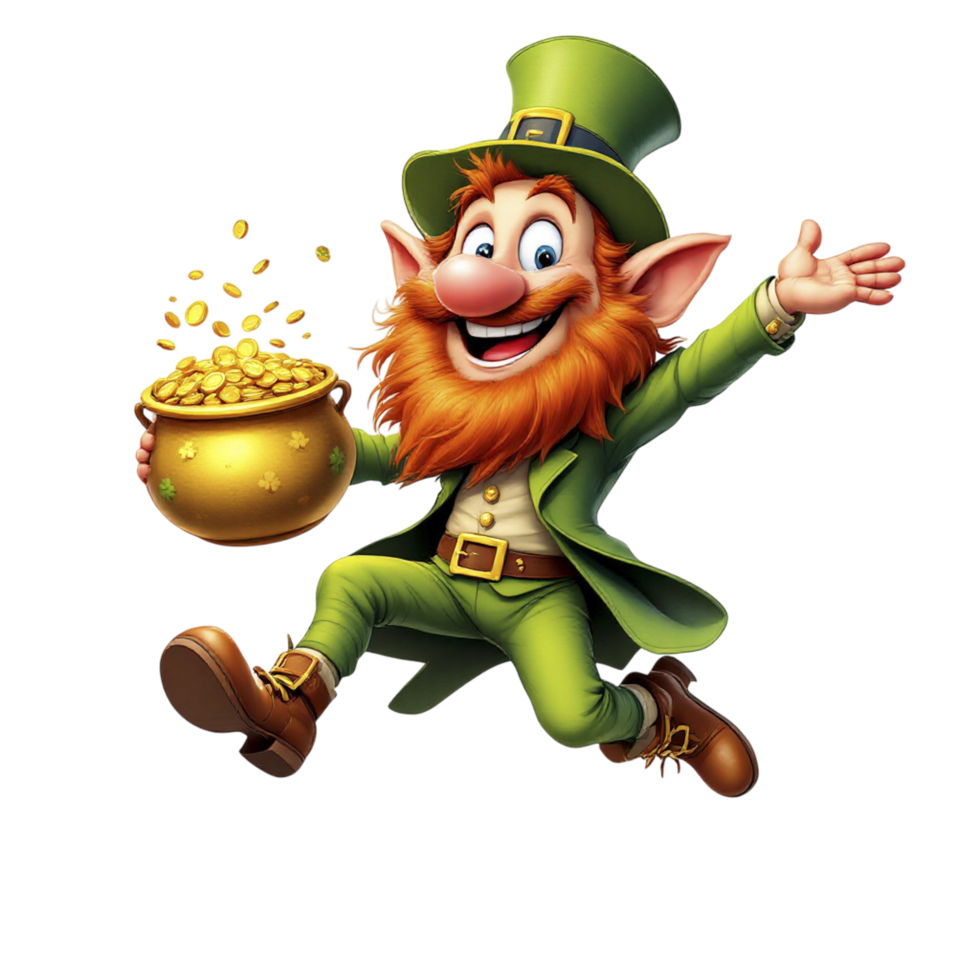 A leprechaun holding a pot of gold png