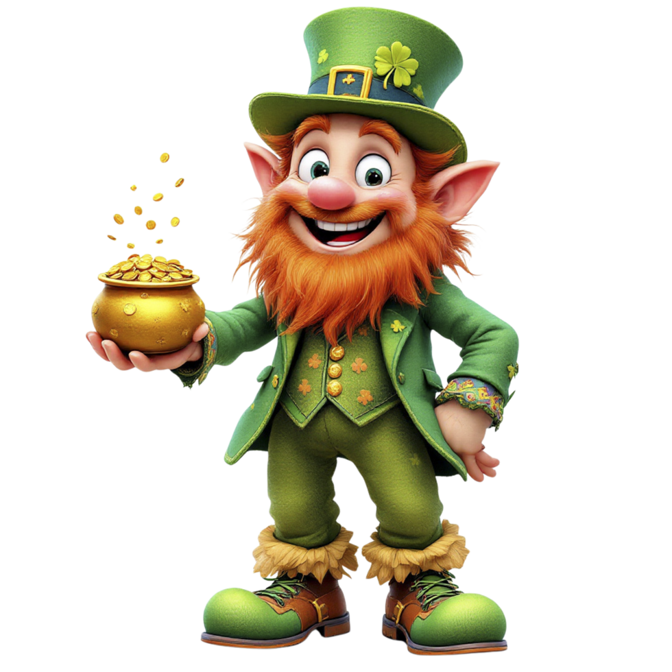 Leprechaun holding a pot of gold png