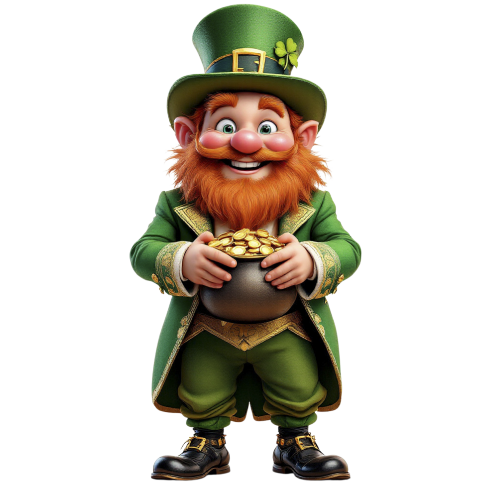 A leprechaun holding a pot of gold png