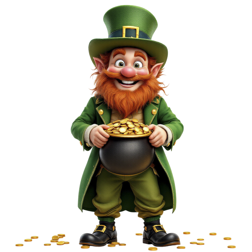 Leprechaun with pot of gold png