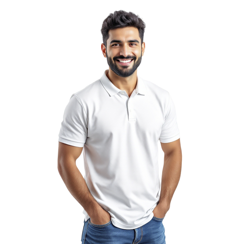 A man in a white polo shirt png