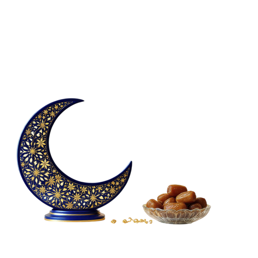 A crescent with dates and a bowl of dates png