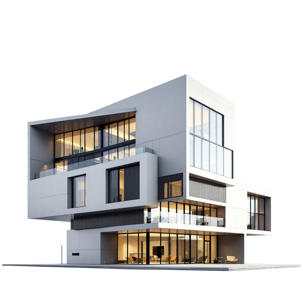 Modern house with large windows and large windows png