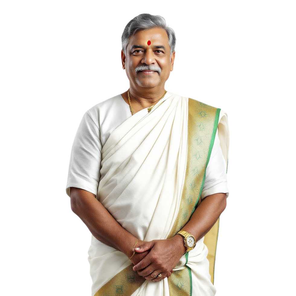 An indian man in a white sari png