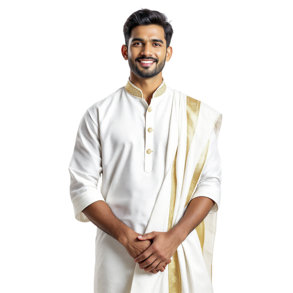 Man in white kurta and white pajama png