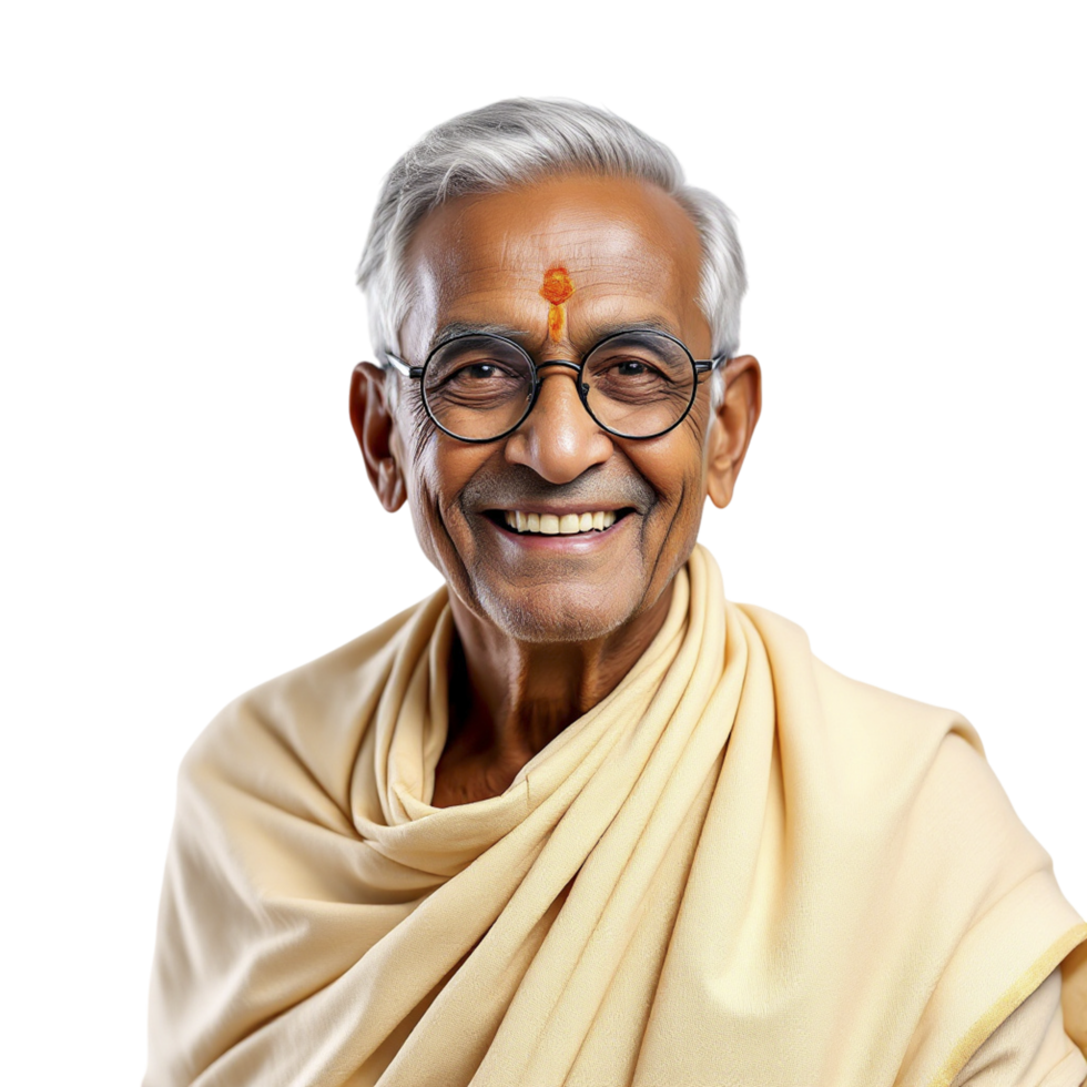 An old indian man with glasses and a beard png