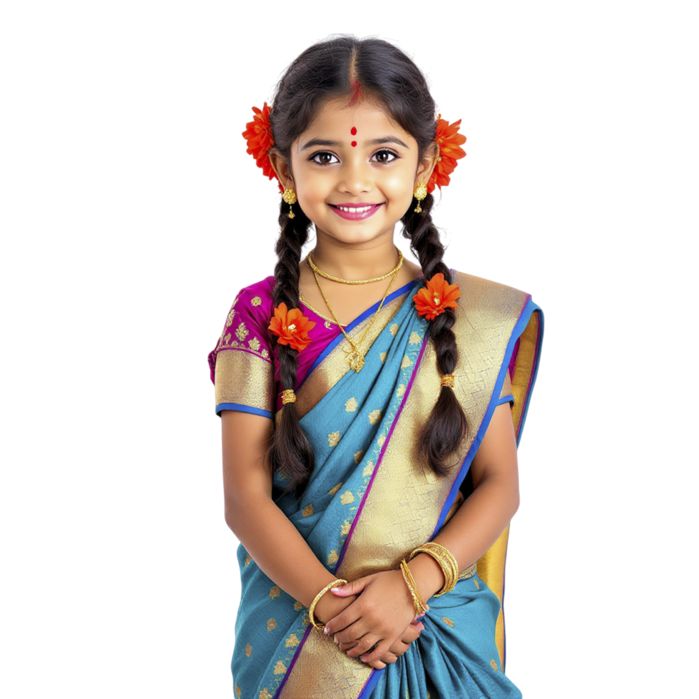 A little girl in a sari png