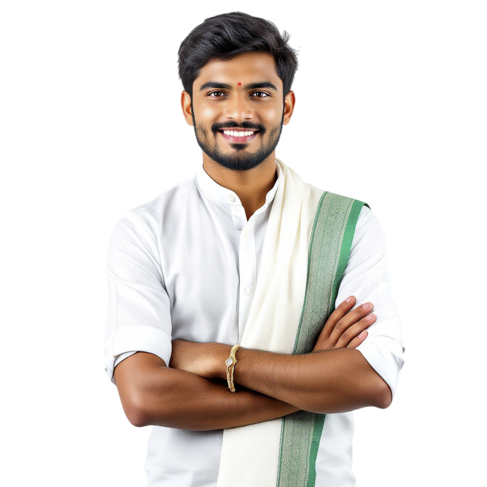 A man in a white shirt and green scarf png