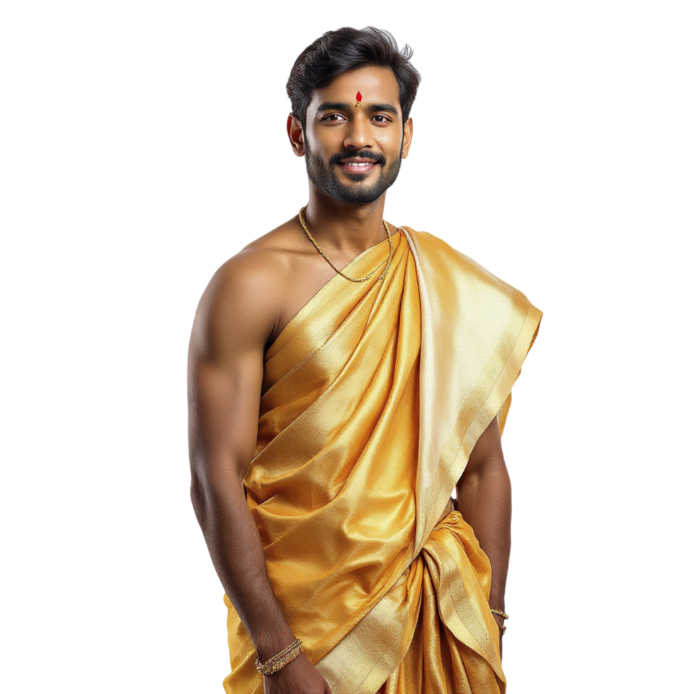 A man in a golden sari png