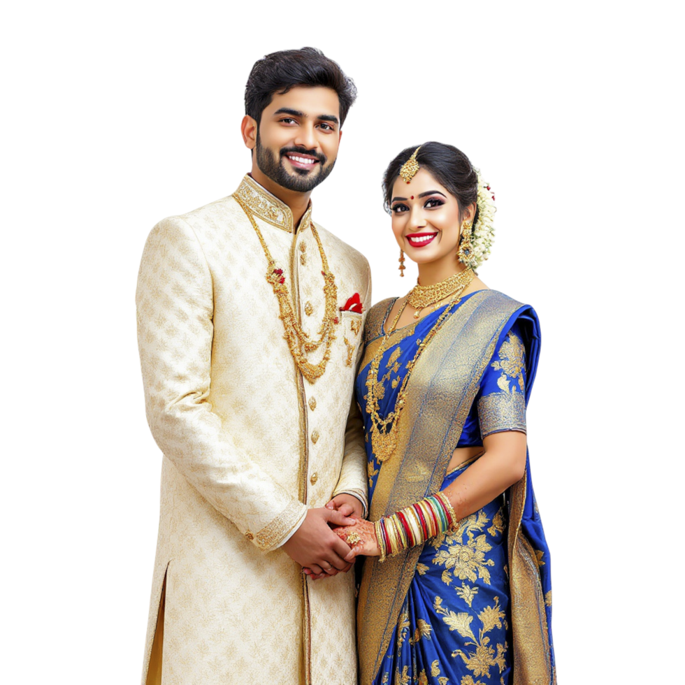 A man and woman in traditional indian attire png
