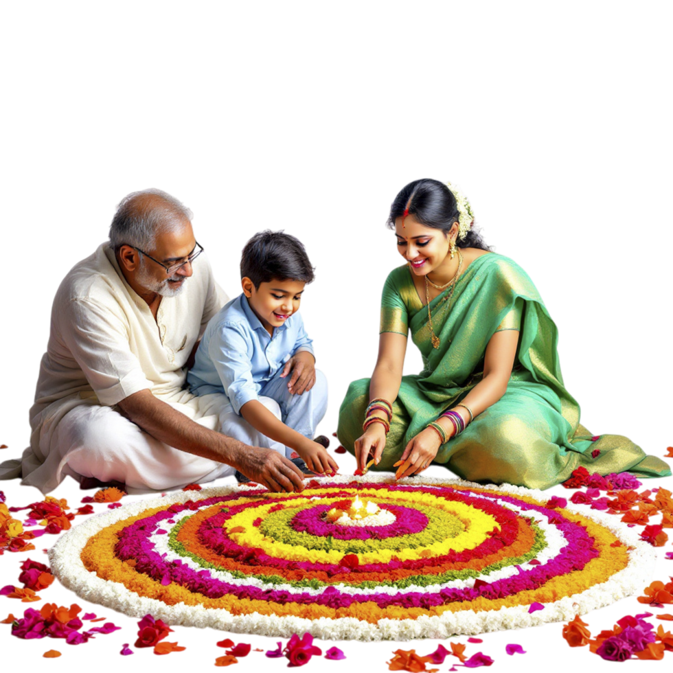 A family is sitting around a flower arrangement png