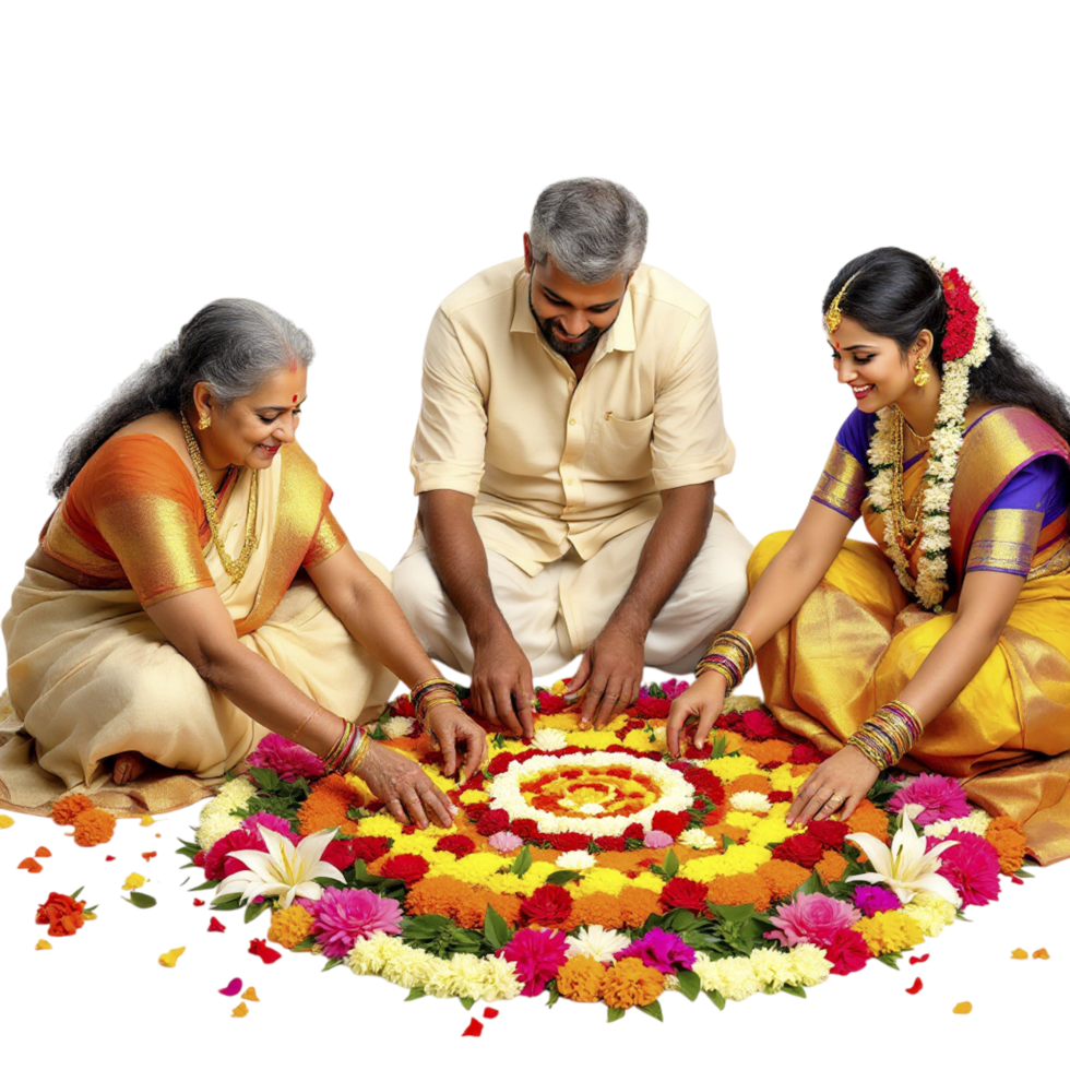 Three people are making a flower arrangement png