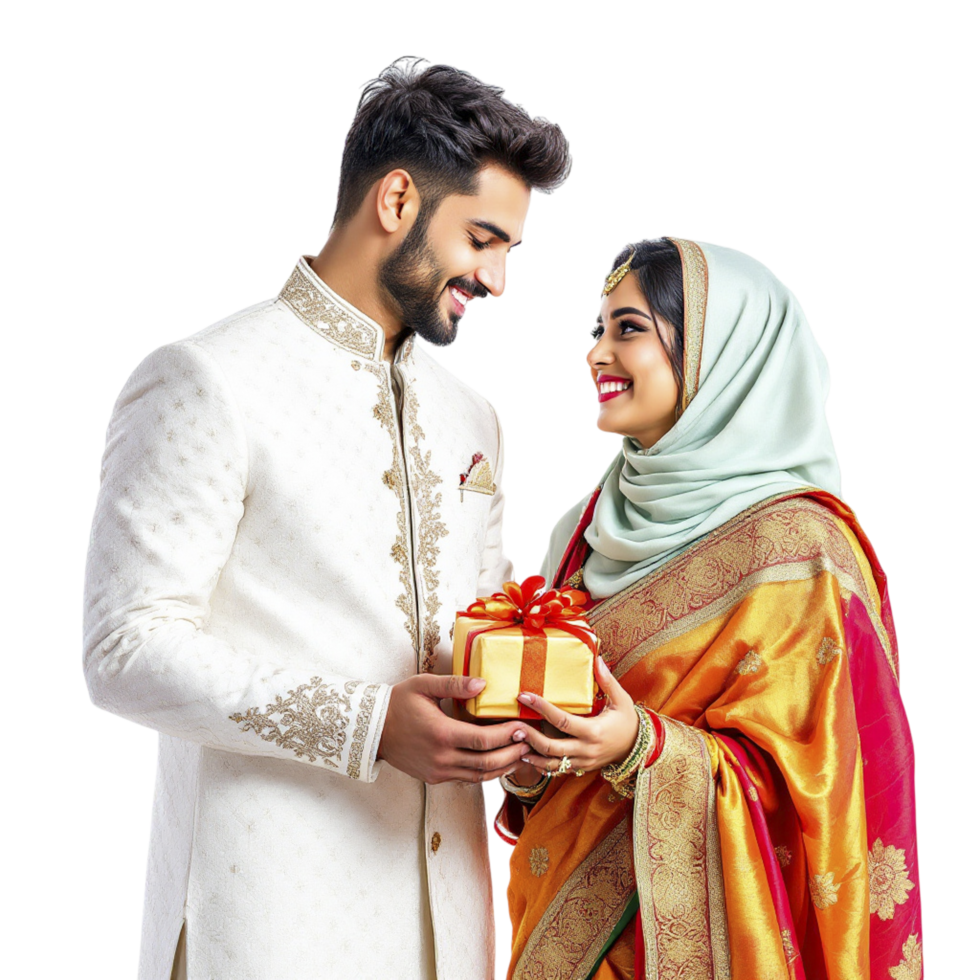 Indian couple in traditional attire png