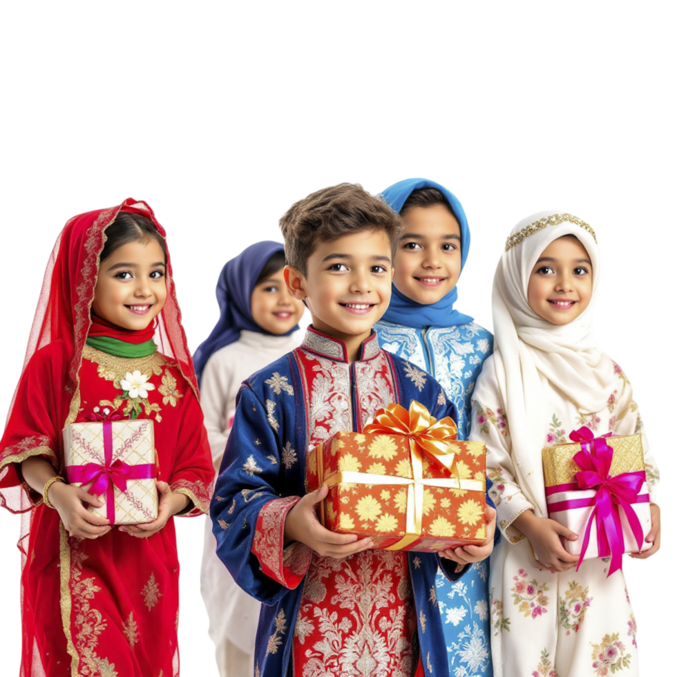 Muslim children in traditional clothing png