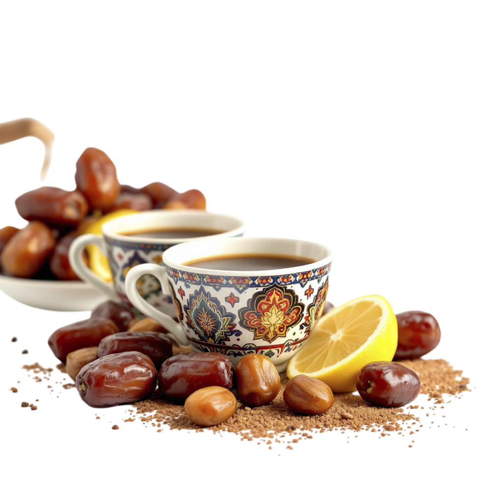 Coffee and dates with lemon and cinnamon png
