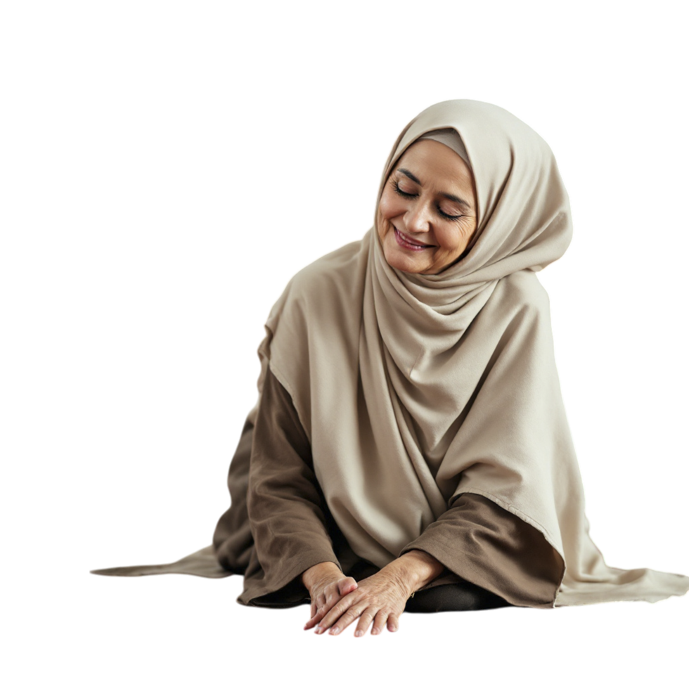 A woman in a hijab sitting on the floor png
