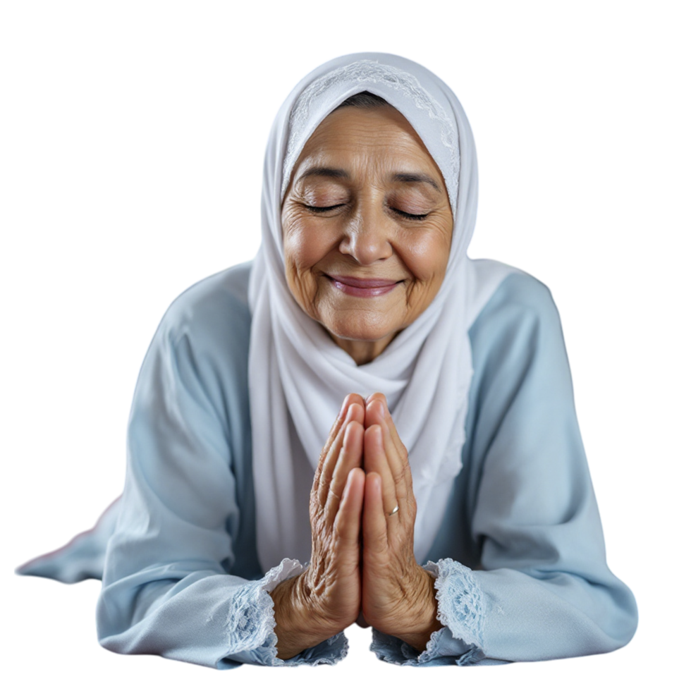 An older woman in a hijab is praying png