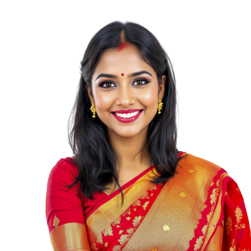 A woman in a sari smiling png