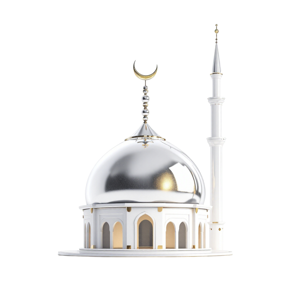 A white mosque with a crescent and a crescent moon png