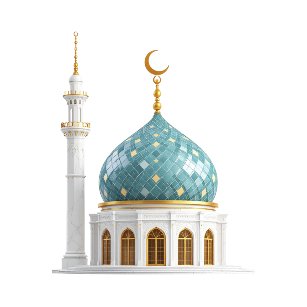 Islamic mosque with dome and minarets png