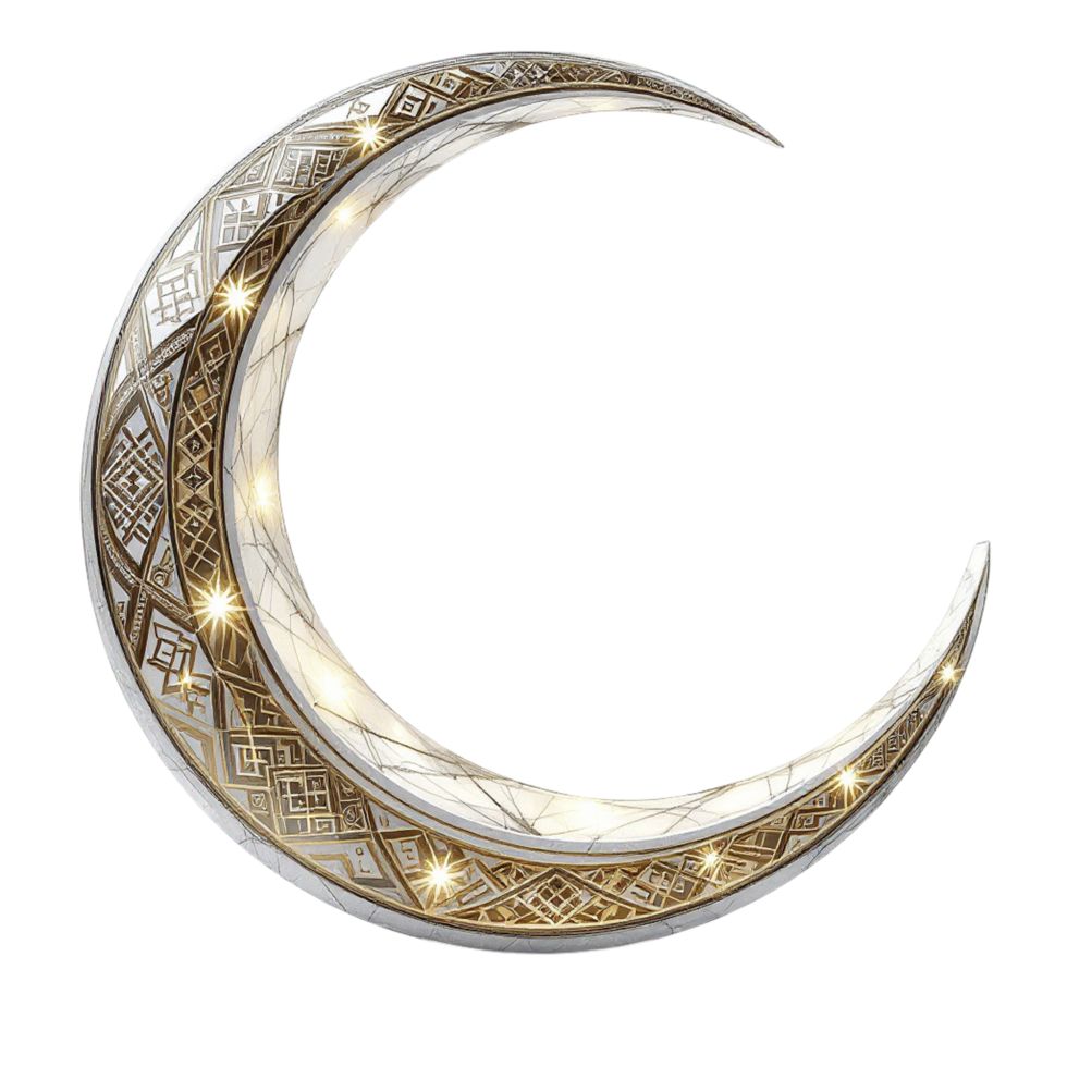 A crescent with a gold and silver design png