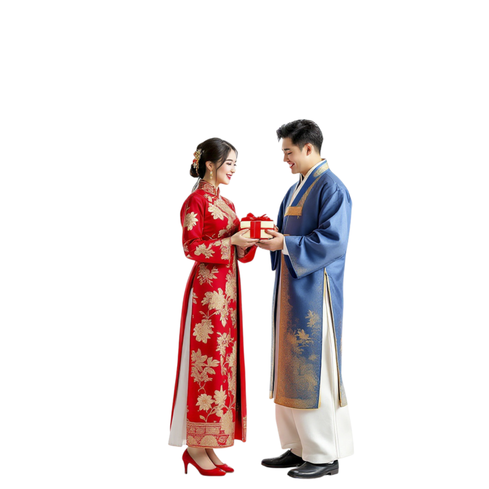 A man and woman dressed in traditional chinese clothing png