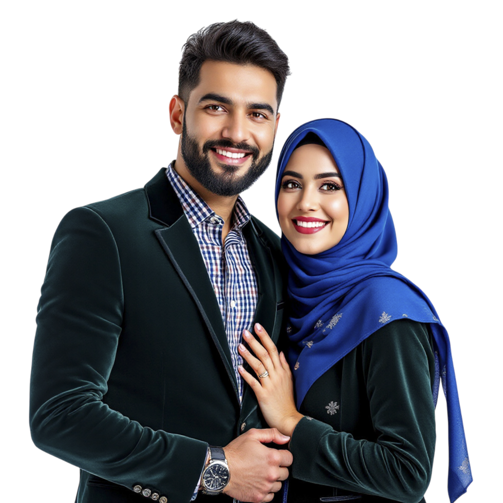 A man and woman in traditional clothing posing for a photo png