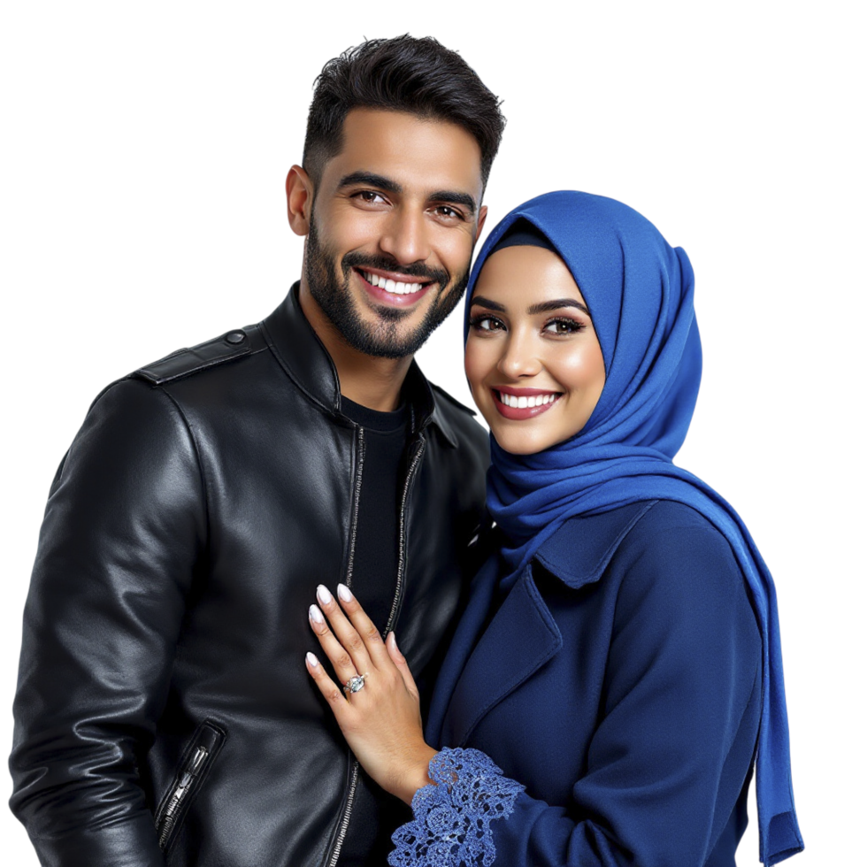 A young muslim couple posing for a photo png