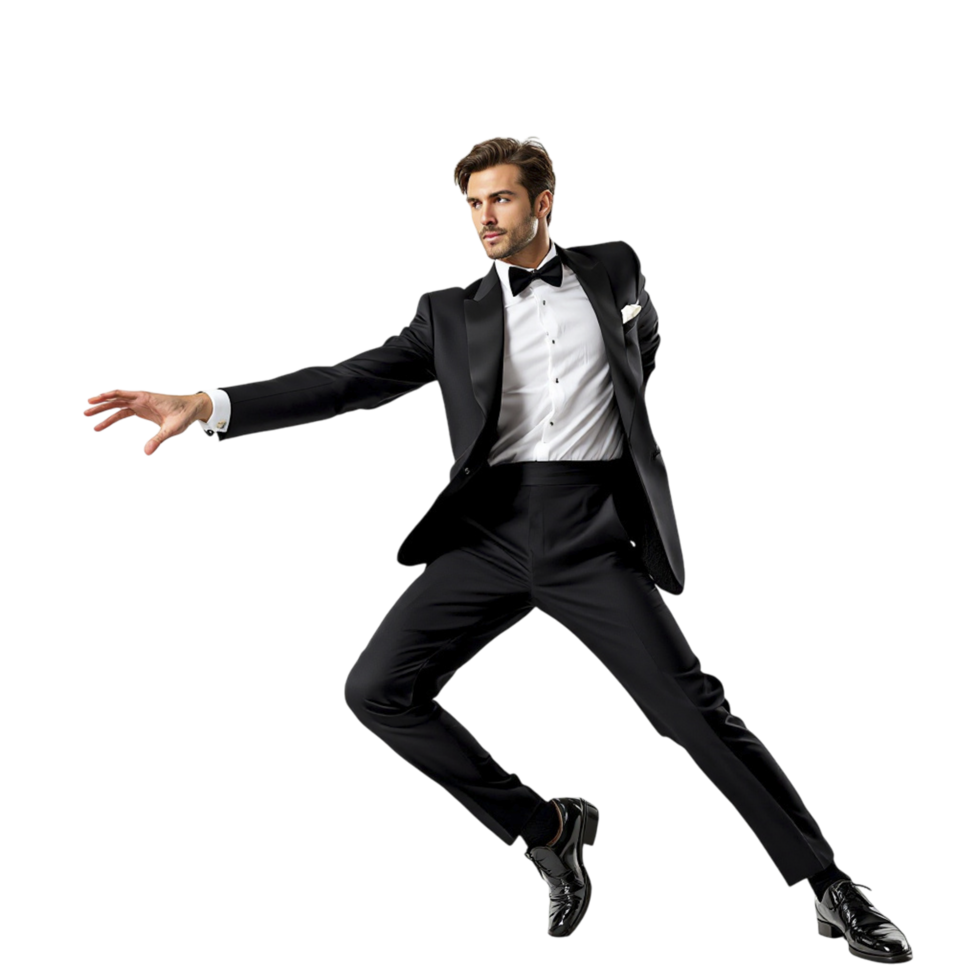 A man in a tuxedo jumping png
