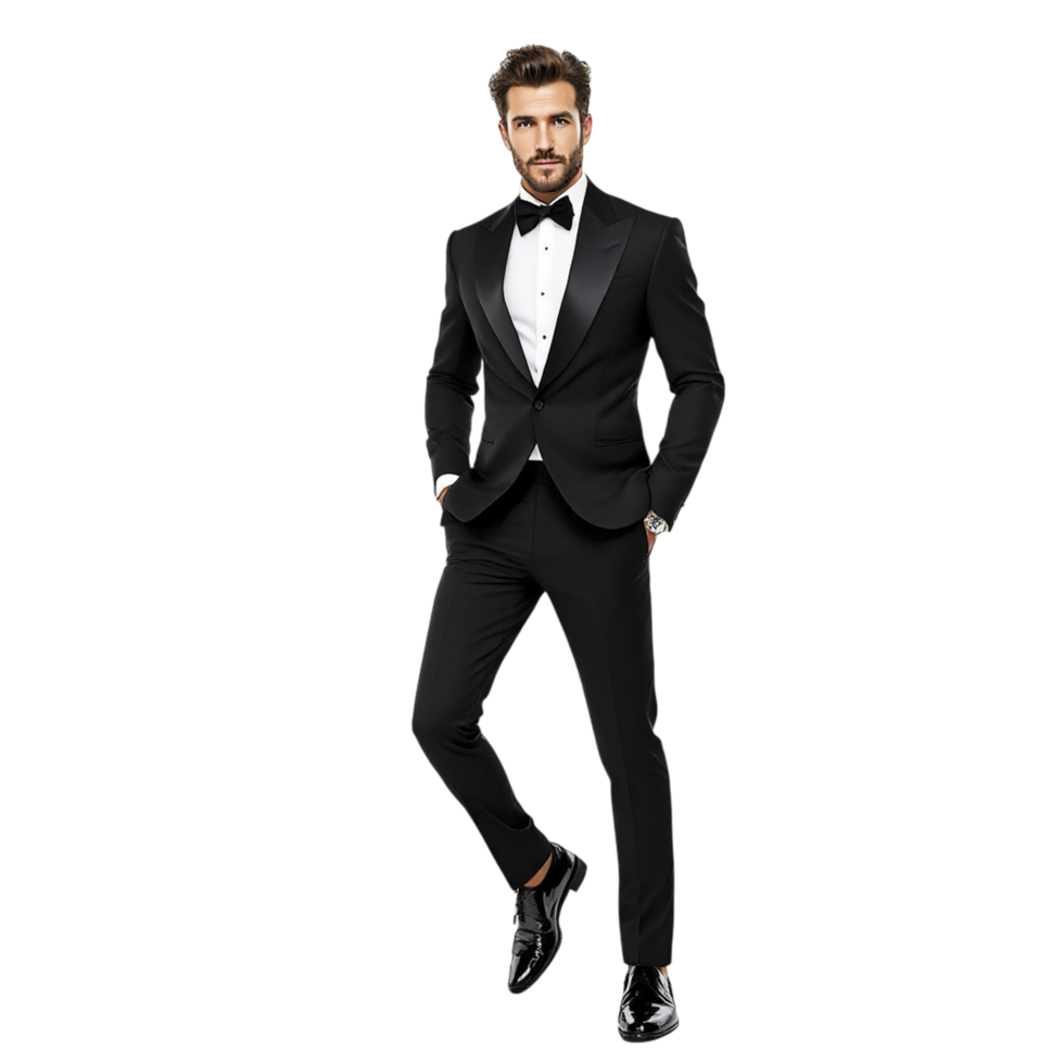 A man in a tuxedo posing for a photo png