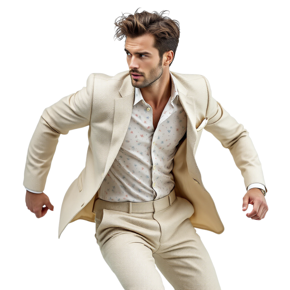 A man in a suit is running png