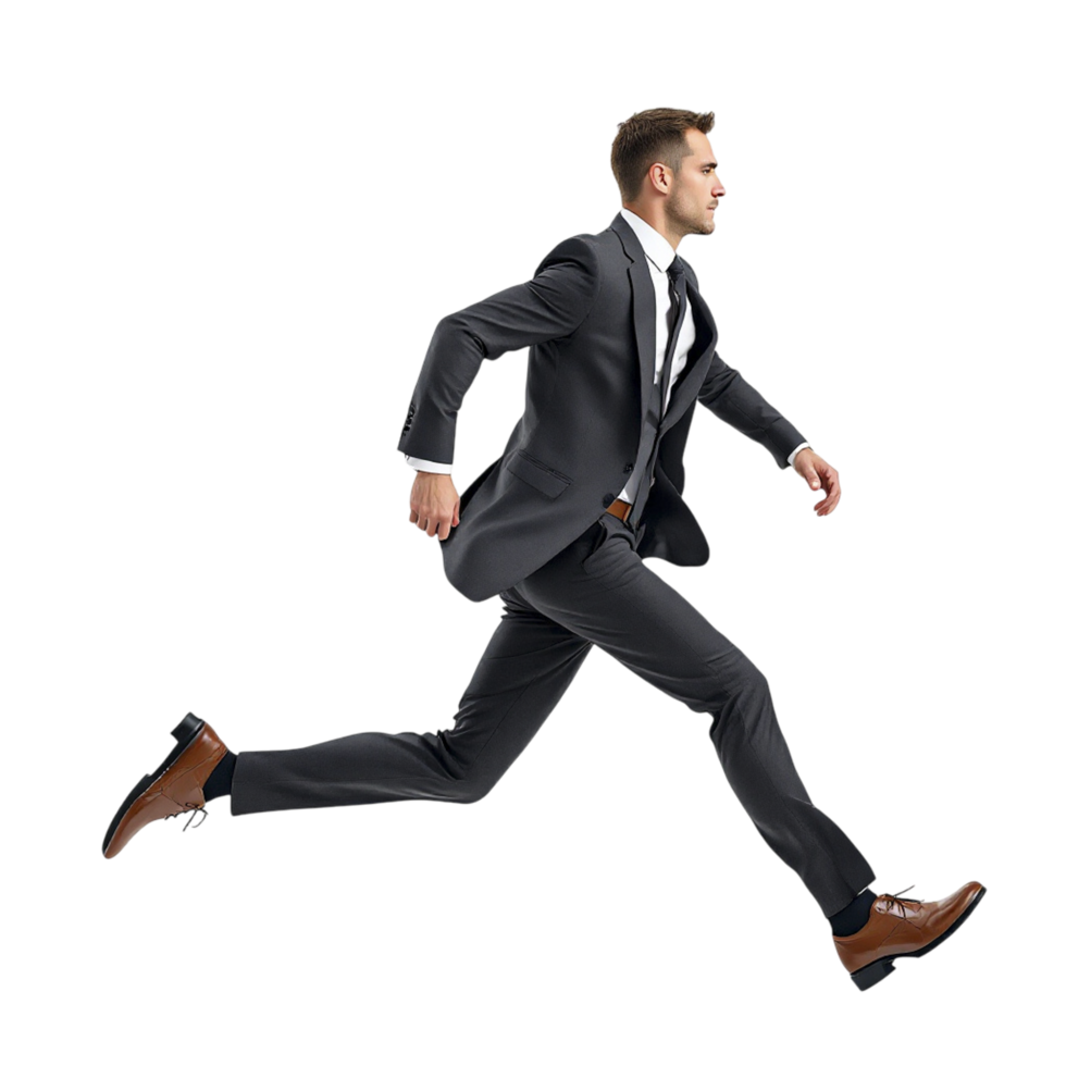Businessman running on black background png