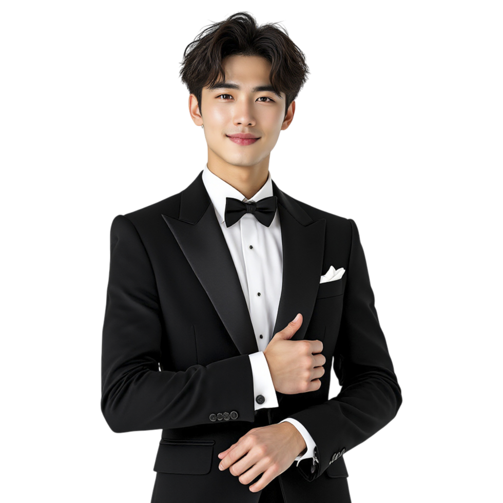 A man in a tuxedo posing for a photo png