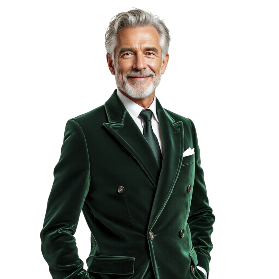 A man in a green velvet suit png