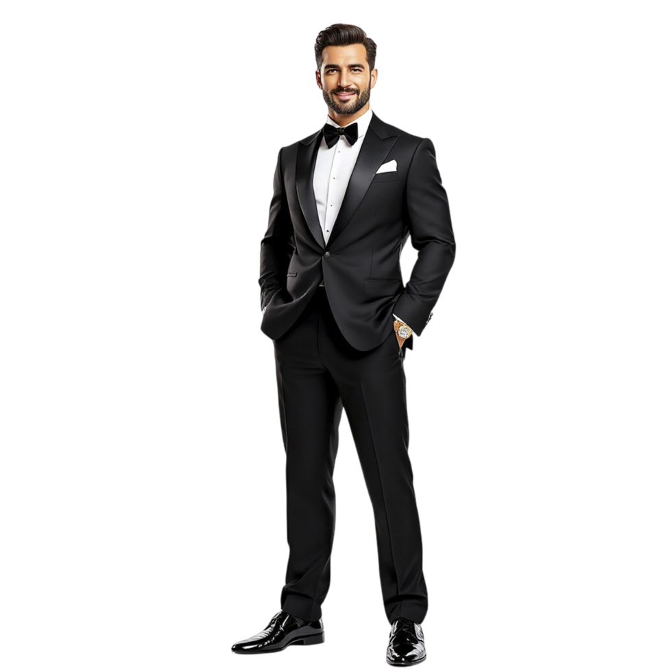 A man in a tuxedo posing for a photo png