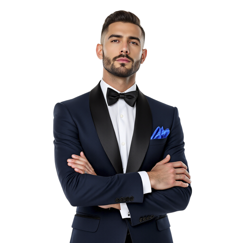 A man in a tuxedo and bow tie png